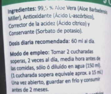 etiqueta aloe vera